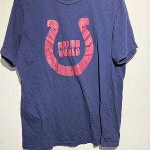 Blue T-Shirt with Pink Horseshoe Design